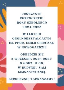 Uroczyste rozpoczęcie roku szkolnego 2024/2025